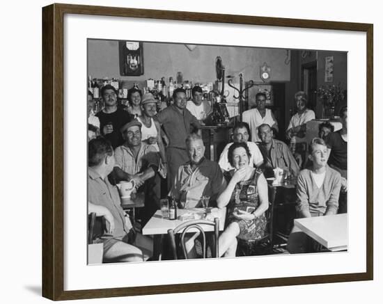 Village Cafe Used as Temporary Film Theater For Audiences-Larry Burrows-Framed Photographic Print