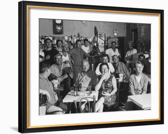 Village Cafe Used as Temporary Film Theater For Audiences-Larry Burrows-Framed Photographic Print