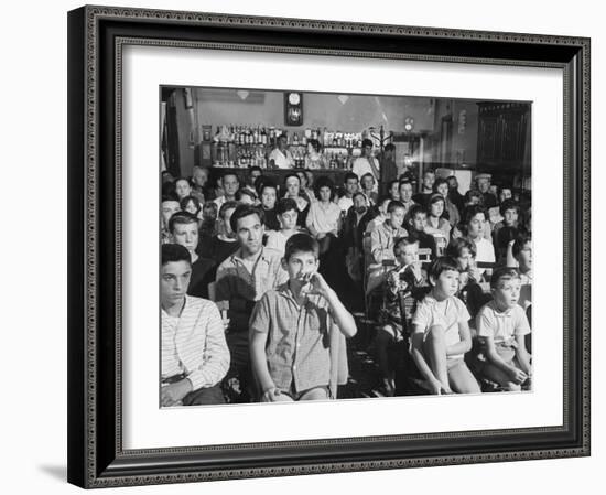 Village Cafe Used as Temporary Film Theater For Audiences-Larry Burrows-Framed Photographic Print