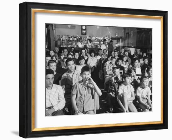 Village Cafe Used as Temporary Film Theater For Audiences-Larry Burrows-Framed Photographic Print