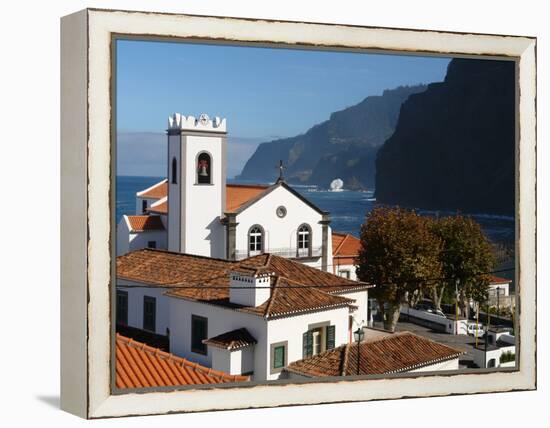 Village Church at Ponta Delgada, Madeira-null-Framed Premier Image Canvas