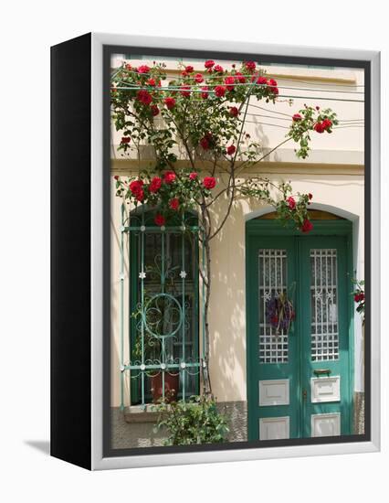 Village Doorway, Agiasos, Lesvos, Mytilini, Aegean Islands, Greece-Walter Bibikow-Framed Premier Image Canvas