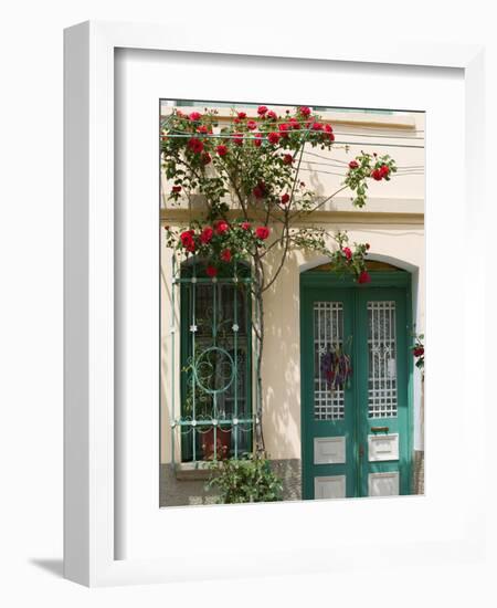 Village Doorway, Agiasos, Lesvos, Mytilini, Aegean Islands, Greece-Walter Bibikow-Framed Photographic Print