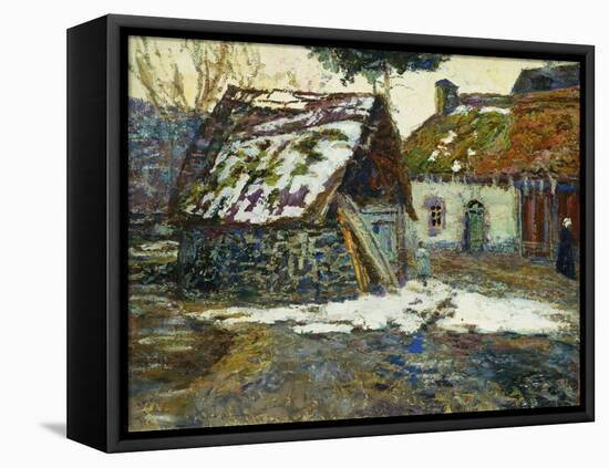 Village En Hiver-Victor Charreton-Framed Premier Image Canvas