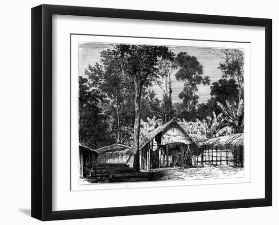 Village, Gabon, 19th Century-E Therond-Framed Giclee Print