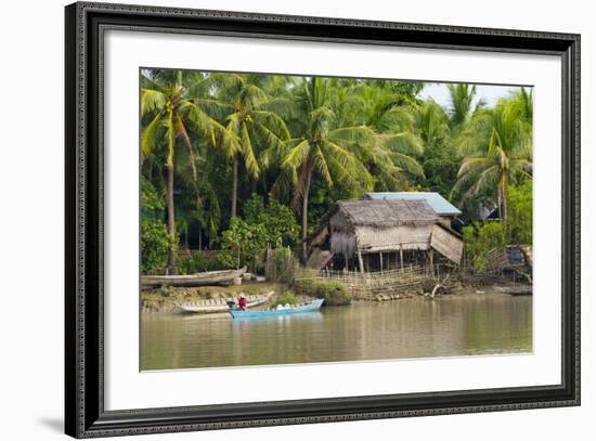 Village House on the Shore of Kaladan River, Rakhine State, Myanmar-Keren Su-Framed Photographic Print