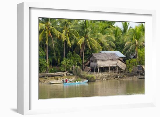 Village House on the Shore of Kaladan River, Rakhine State, Myanmar-Keren Su-Framed Photographic Print