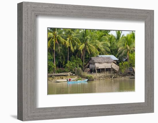 Village House on the Shore of Kaladan River, Rakhine State, Myanmar-Keren Su-Framed Photographic Print