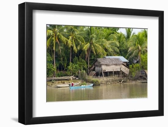 Village House on the Shore of Kaladan River, Rakhine State, Myanmar-Keren Su-Framed Photographic Print