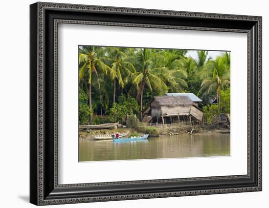 Village House on the Shore of Kaladan River, Rakhine State, Myanmar-Keren Su-Framed Photographic Print