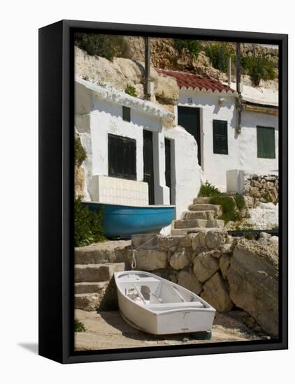 Village Houses Cut into the Cliffs, Cala D'Alcaufar, Menorca Island, Balearic Islands, Spain-Inaki Relanzon-Framed Premier Image Canvas