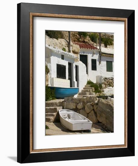 Village Houses Cut into the Cliffs, Cala D'Alcaufar, Menorca Island, Balearic Islands, Spain-Inaki Relanzon-Framed Photographic Print