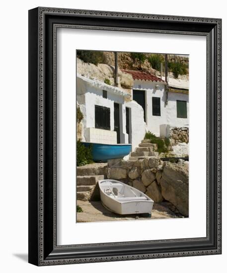 Village Houses Cut into the Cliffs, Cala D'Alcaufar, Menorca Island, Balearic Islands, Spain-Inaki Relanzon-Framed Photographic Print