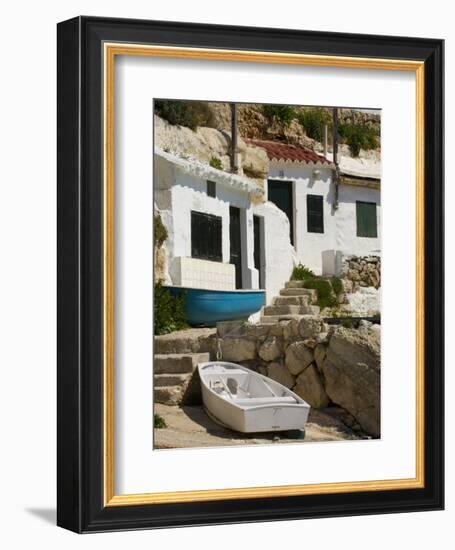 Village Houses Cut into the Cliffs, Cala D'Alcaufar, Menorca Island, Balearic Islands, Spain-Inaki Relanzon-Framed Photographic Print