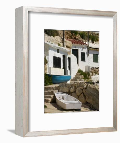 Village Houses Cut into the Cliffs, Cala D'Alcaufar, Menorca Island, Balearic Islands, Spain-Inaki Relanzon-Framed Photographic Print