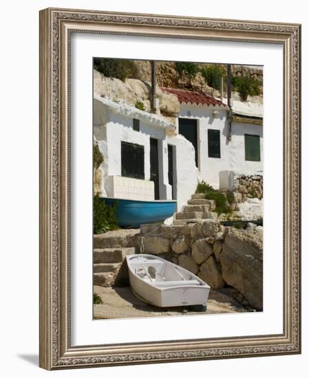 Village Houses Cut into the Cliffs, Cala D'Alcaufar, Menorca Island, Balearic Islands, Spain-Inaki Relanzon-Framed Photographic Print