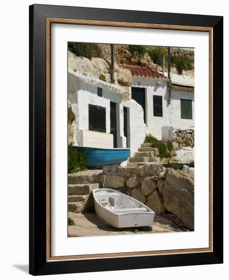 Village Houses Cut into the Cliffs, Cala D'Alcaufar, Menorca Island, Balearic Islands, Spain-Inaki Relanzon-Framed Photographic Print