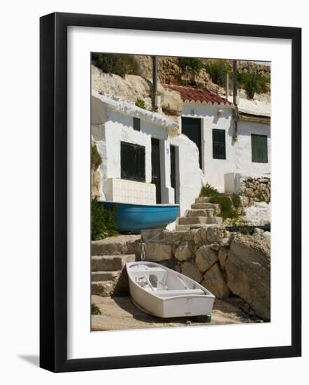 Village Houses Cut into the Cliffs, Cala D'Alcaufar, Menorca Island, Balearic Islands, Spain-Inaki Relanzon-Framed Photographic Print