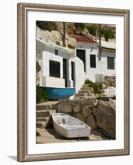 Village Houses Cut into the Cliffs, Cala D'Alcaufar, Menorca Island, Balearic Islands, Spain-Inaki Relanzon-Framed Photographic Print