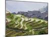 Village Houses with Rice Terraces in the Mountain, Longsheng, Guangxi, China-Keren Su-Mounted Photographic Print