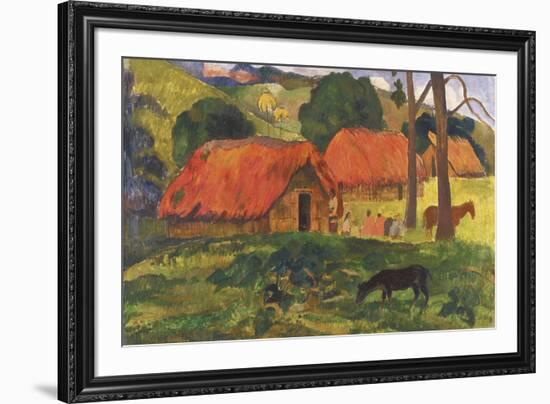 Village in Tahiti-Paul Gauguin-Framed Giclee Print