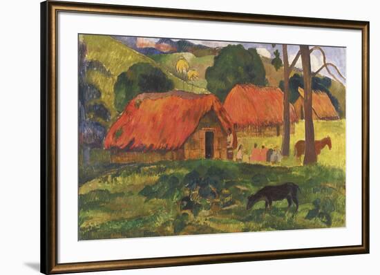 Village in Tahiti-Paul Gauguin-Framed Giclee Print