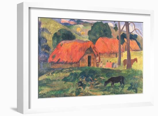 Village in Tahiti-Paul Gauguin-Framed Premium Giclee Print