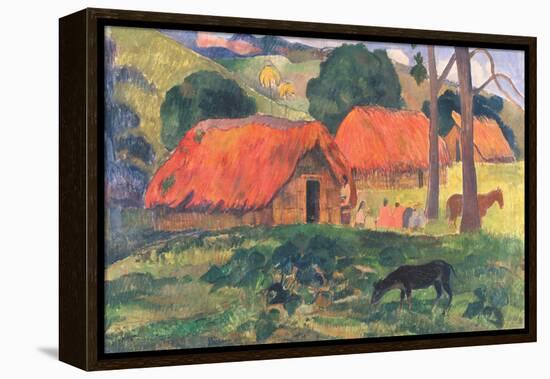 Village in Tahiti-Paul Gauguin-Framed Stretched Canvas