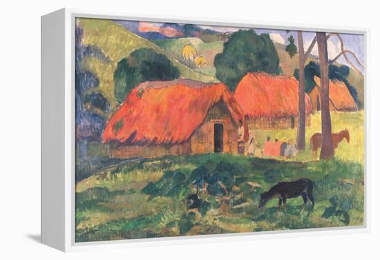 Village in Tahiti-Paul Gauguin-Framed Stretched Canvas