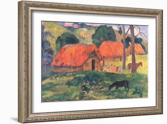 Village in Tahiti-Paul Gauguin-Framed Art Print