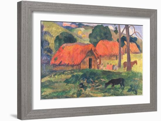 Village in Tahiti-Paul Gauguin-Framed Art Print