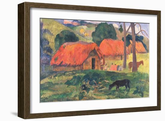 Village in Tahiti-Paul Gauguin-Framed Art Print