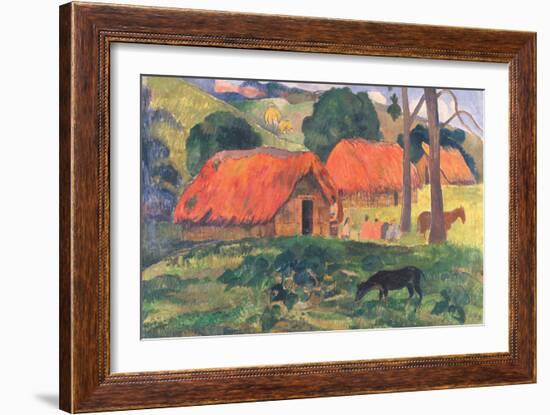 Village in Tahiti-Paul Gauguin-Framed Art Print