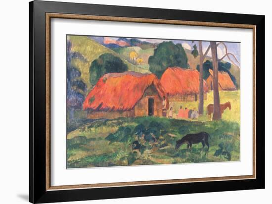 Village in Tahiti-Paul Gauguin-Framed Art Print