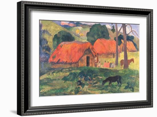 Village in Tahiti-Paul Gauguin-Framed Art Print