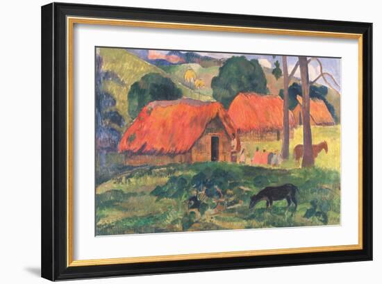 Village in Tahiti-Paul Gauguin-Framed Art Print