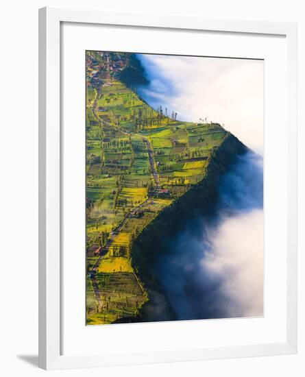 Village near Cliff at Bromo Volcano in Tengger Semeru National Park, Java, Indonesia-lkunl-Framed Photographic Print