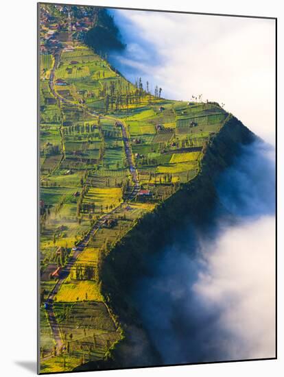 Village near Cliff at Bromo Volcano in Tengger Semeru National Park, Java, Indonesia-lkunl-Mounted Photographic Print