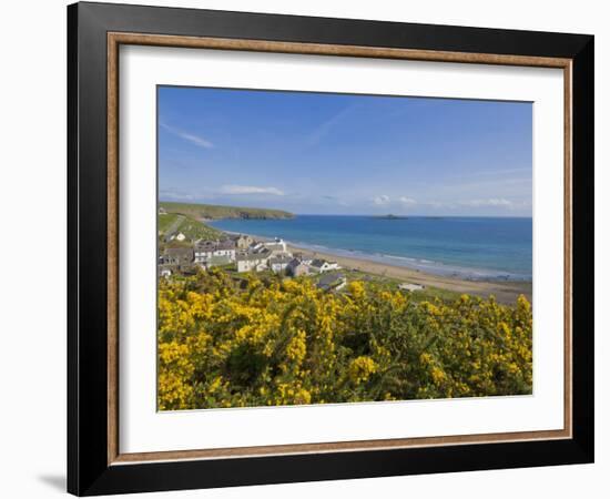 Village of Aberdaron with St. Hywyn's Church and Graveyard, Aberdaron Bay, Gwynedd, North Wales-Neale Clarke-Framed Photographic Print