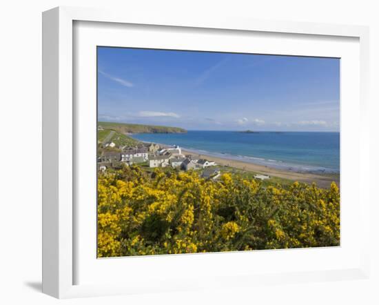 Village of Aberdaron with St. Hywyn's Church and Graveyard, Aberdaron Bay, Gwynedd, North Wales-Neale Clarke-Framed Photographic Print