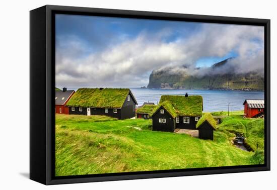 Village of Mikladalur Located on the Island of Kalsoy, Faroe Islands, Denmark-Nick Fox-Framed Premier Image Canvas