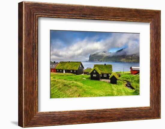 Village of Mikladalur Located on the Island of Kalsoy, Faroe Islands, Denmark-Nick Fox-Framed Photographic Print