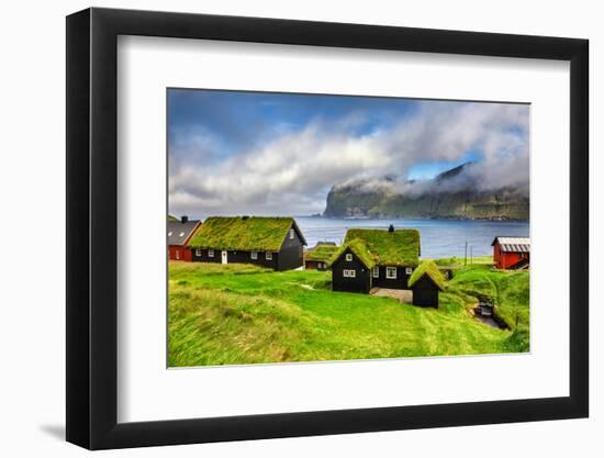 Village of Mikladalur Located on the Island of Kalsoy, Faroe Islands, Denmark-Nick Fox-Framed Photographic Print