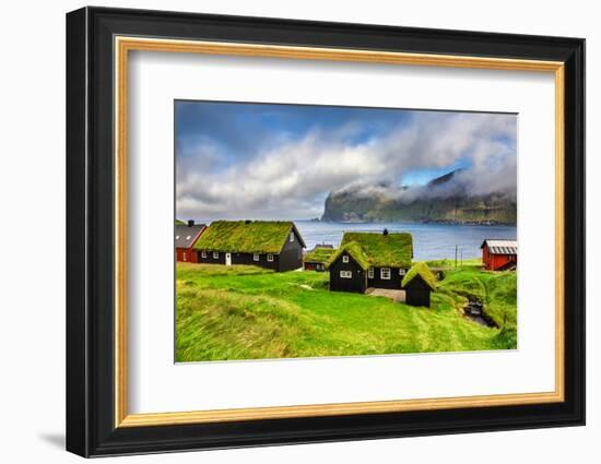 Village of Mikladalur Located on the Island of Kalsoy, Faroe Islands, Denmark-Nick Fox-Framed Photographic Print