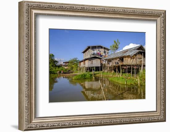 Village of Nam Pan, Stilt Houses, Inle Lake, Shan State, Myanmar (Burma), Asia-Nathalie Cuvelier-Framed Photographic Print