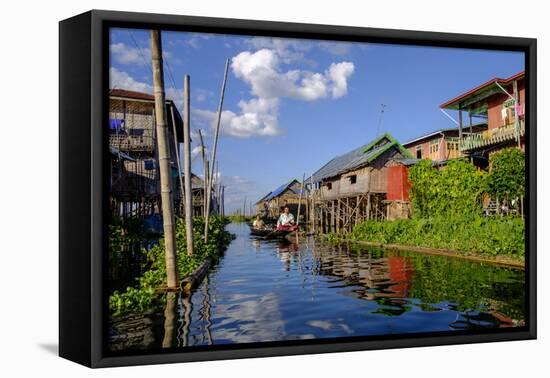 Village of Nam Pan, Stilt Houses, Inle Lake, Shan State, Myanmar (Burma), Asia-Nathalie Cuvelier-Framed Premier Image Canvas