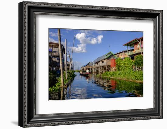 Village of Nam Pan, Stilt Houses, Inle Lake, Shan State, Myanmar (Burma), Asia-Nathalie Cuvelier-Framed Photographic Print