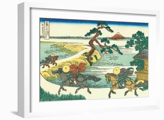 Village of Sekiya at Sumida River, c.1830-Katsushika Hokusai-Framed Giclee Print