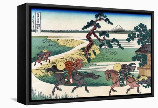 Village of Sekiya at Sumida River-Katsushika Hokusai-Framed Stretched Canvas