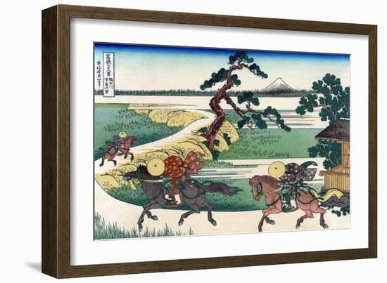 Village of Sekiya at Sumida River-Katsushika Hokusai-Framed Art Print